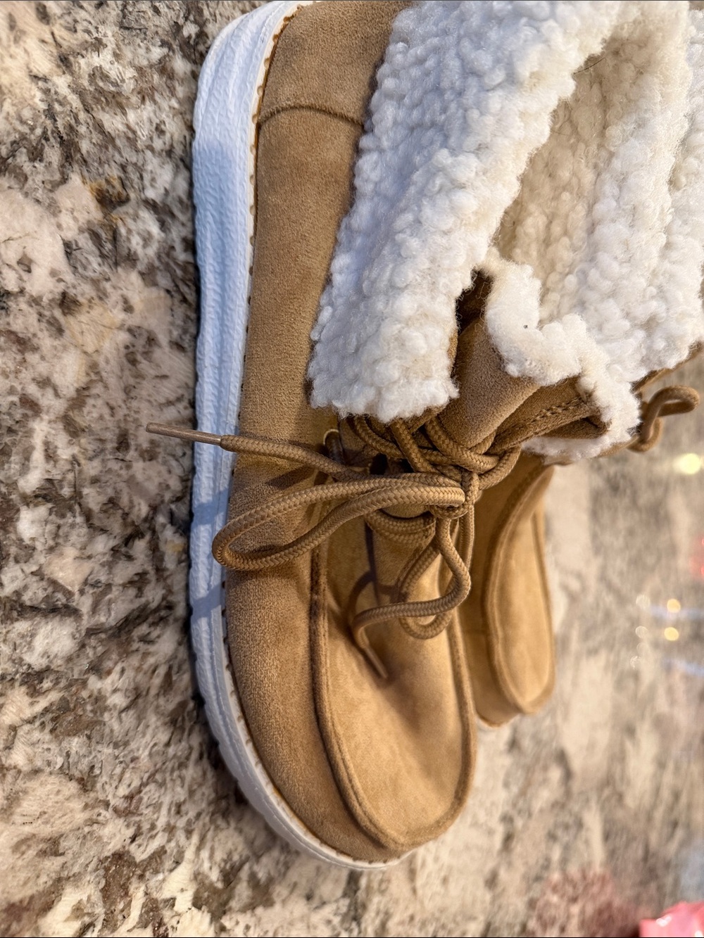 Gypsy Jazz Tan Suede Sherpa-Lined Lace-Up Boot